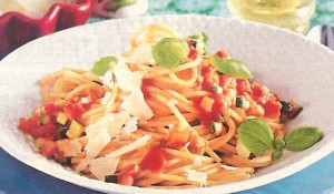Spaghetti mit Tomaten und Puten Bolognese